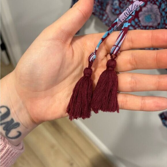 🌟Rebecca Mincoff Penelope floral smocked tassels ties top women's size Medium🌟 - Picture 5 of 10